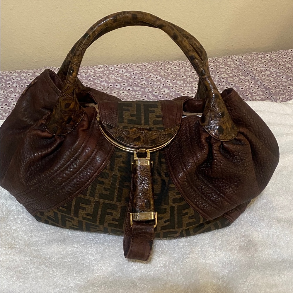 Fendi Dark Brown and Tan Designer Bag